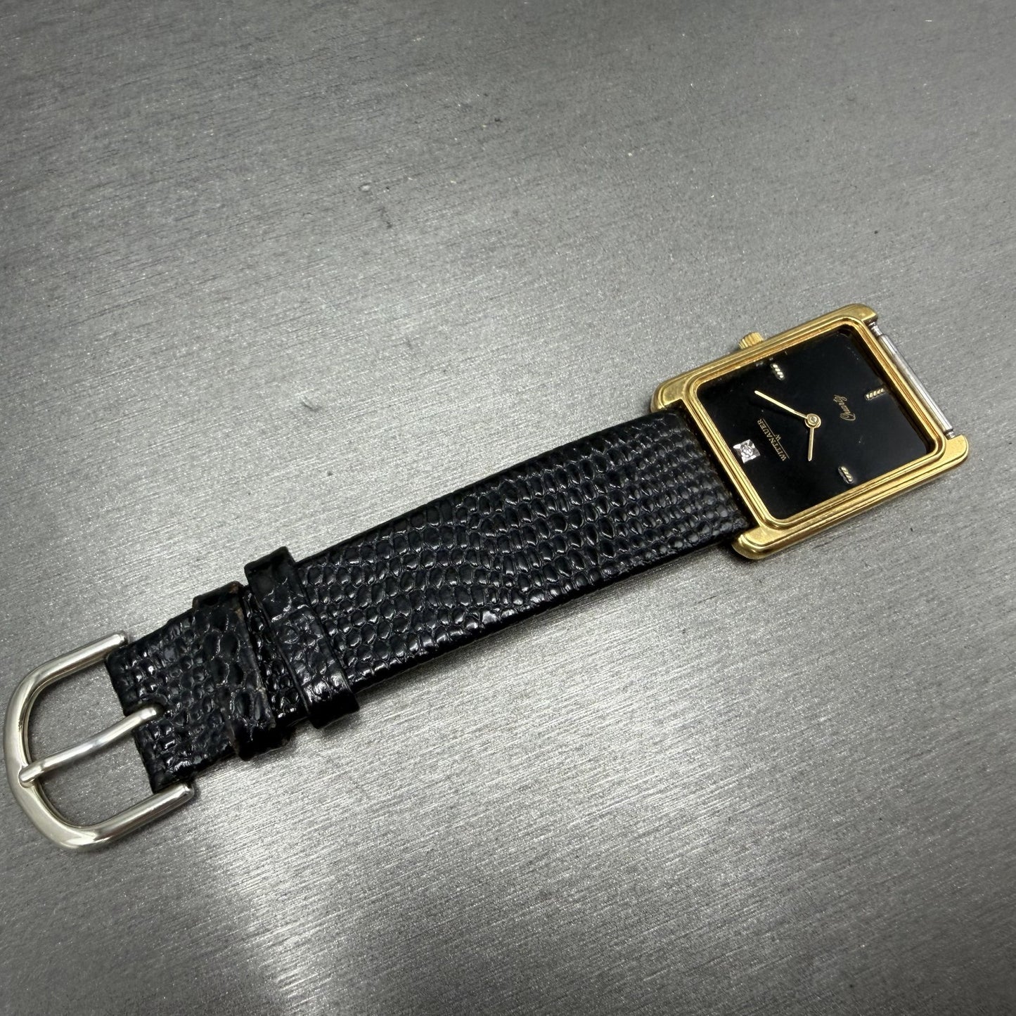 Wittnauer Tank Watch Men 25mm Black Dial Gold Tone NO CRYSTAL CD0464 9565 NewBat6