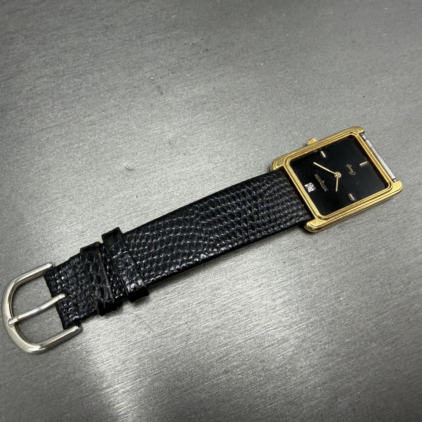 Wittnauer Tank Watch Men 25mm Black Dial Gold Tone NO CRYSTAL CD0464 9565 NewBat6