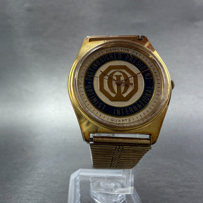 Hamilton Watch Men 34mm Champagne Dial Gold Tone Round 9850 Optimist INT PARTS6
