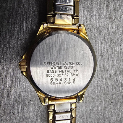 Citizen Watch Women 25mm Gold Dial Gold Tone Daydate Round 6000-S27182 New Batt10