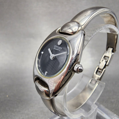 Citizen Watch Women 20mm Black Dial Silver Tone Round 5421-S76434 New Battery