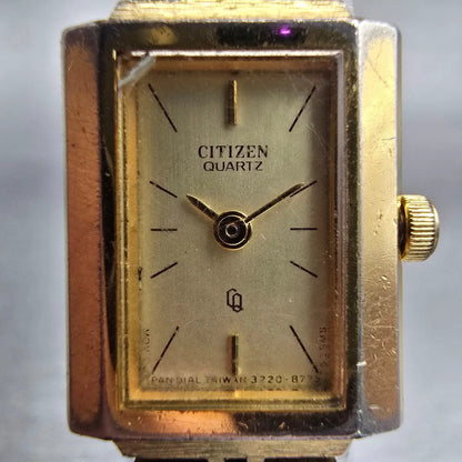 Citizen CQ Watch Women 17mm Champagne Dial Gold Tone 3220-893409 New Battery VTG1