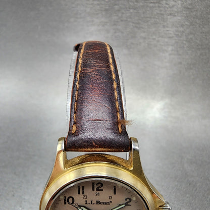 LL Bean Field Watch Women 27mm Gray Dial Gold Tone Date Round Vintage PARTS5