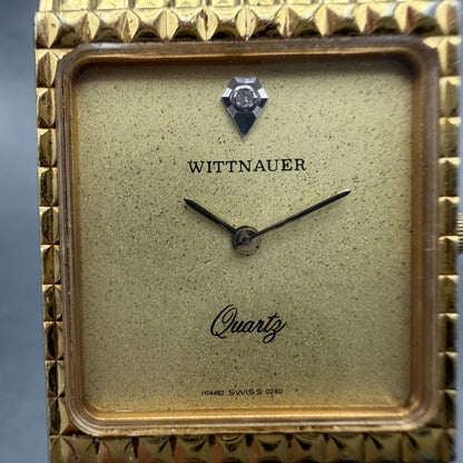 Wittnauer Tank Watch Men 25mm Champagne Dial Gold Tone 0280 New Battery Vintage1