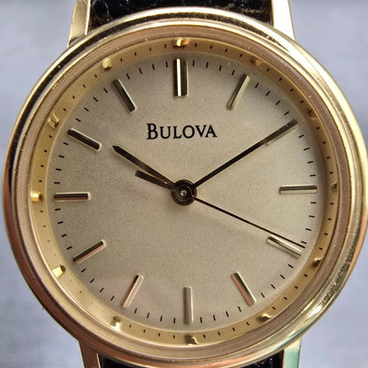 Bulova Watch Women 26mm Champagne Dial Gold Tone Round New Battery Vintage1