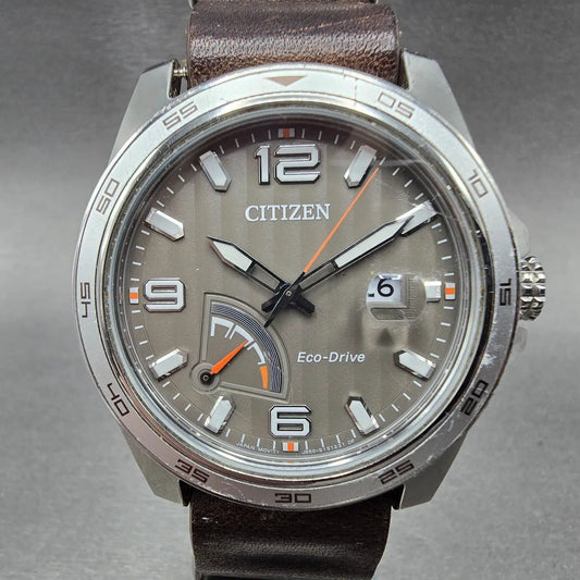 Citizen Eco-Drive PRT Watch Men 41mm Gray Dial Steel Date Round AW7039-01H Works0