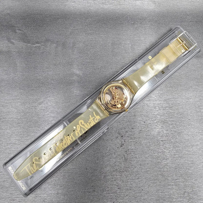 Swatch Golden Jelly Watch Men 34mm Skeleton Dial Clear Case GZ115 New Batt NOS15