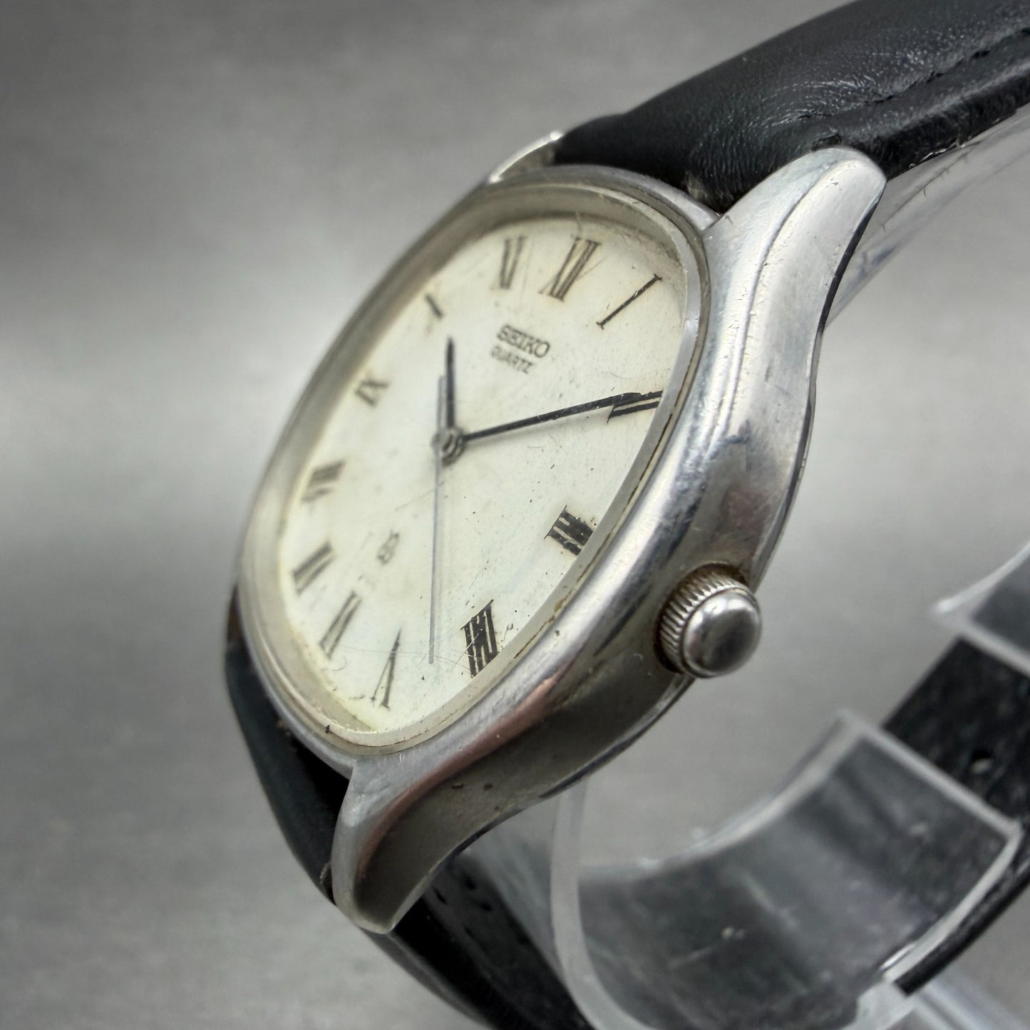 Seiko Watch Men 33mm White Dial Silver Tone Round 6431-5040 New Battery Vintage2