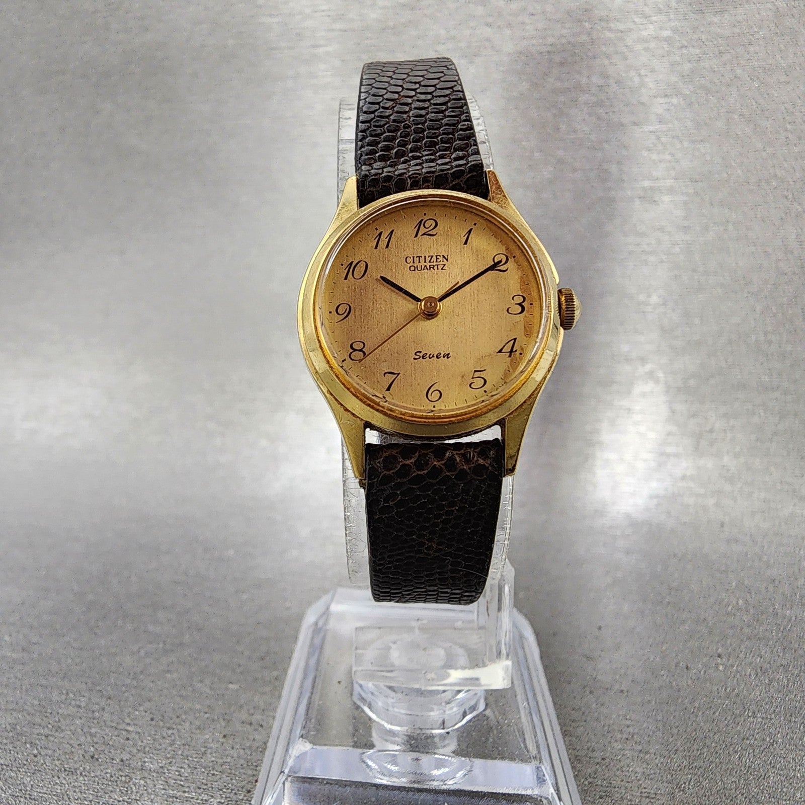 Citizen Seven Watch Women 22mm Gold Dial Gold Tone Round 2030041682 New Battery5