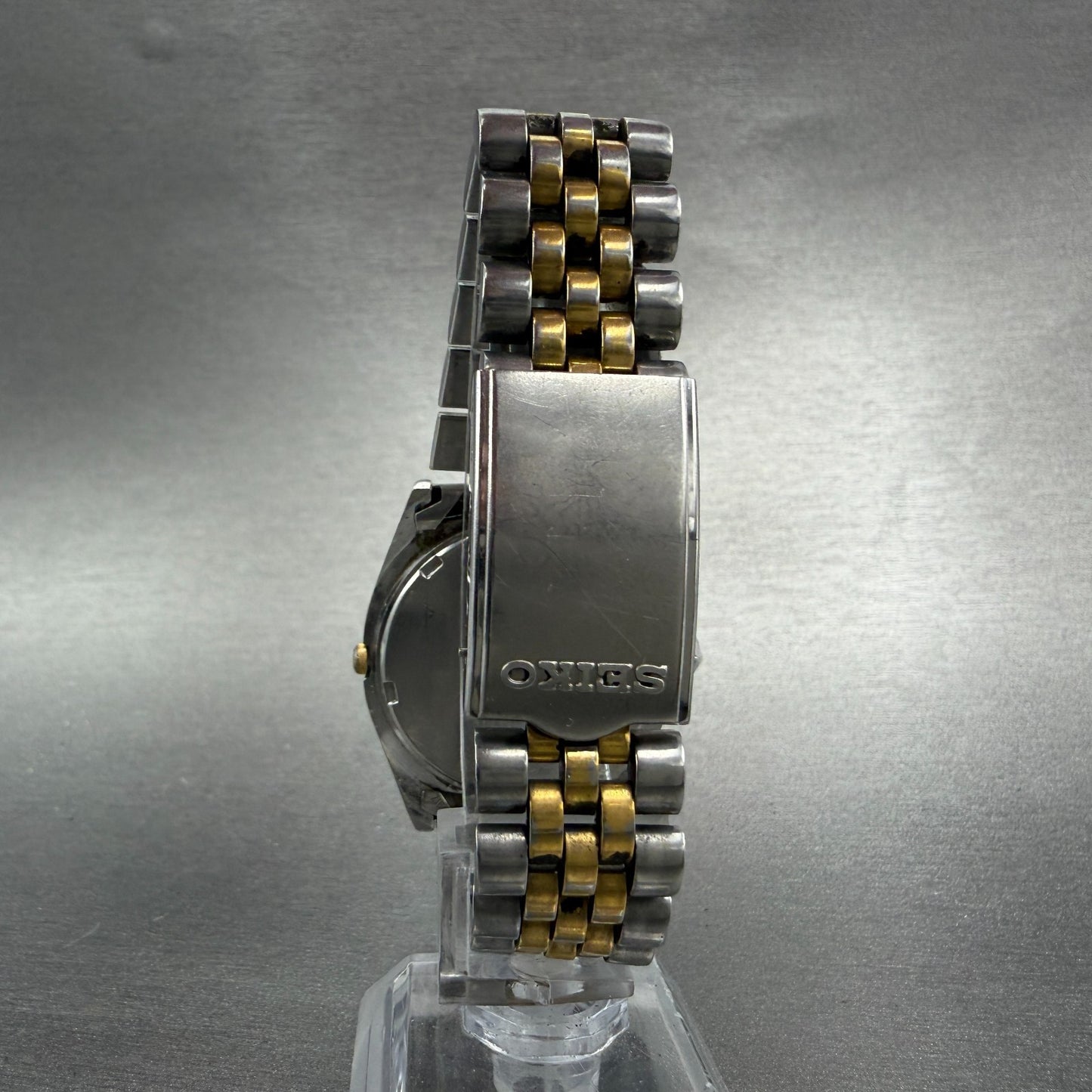 Seiko President Watch Men 36mm Black Dial Two Tone Daydate 7N43-8A49 New Battery7