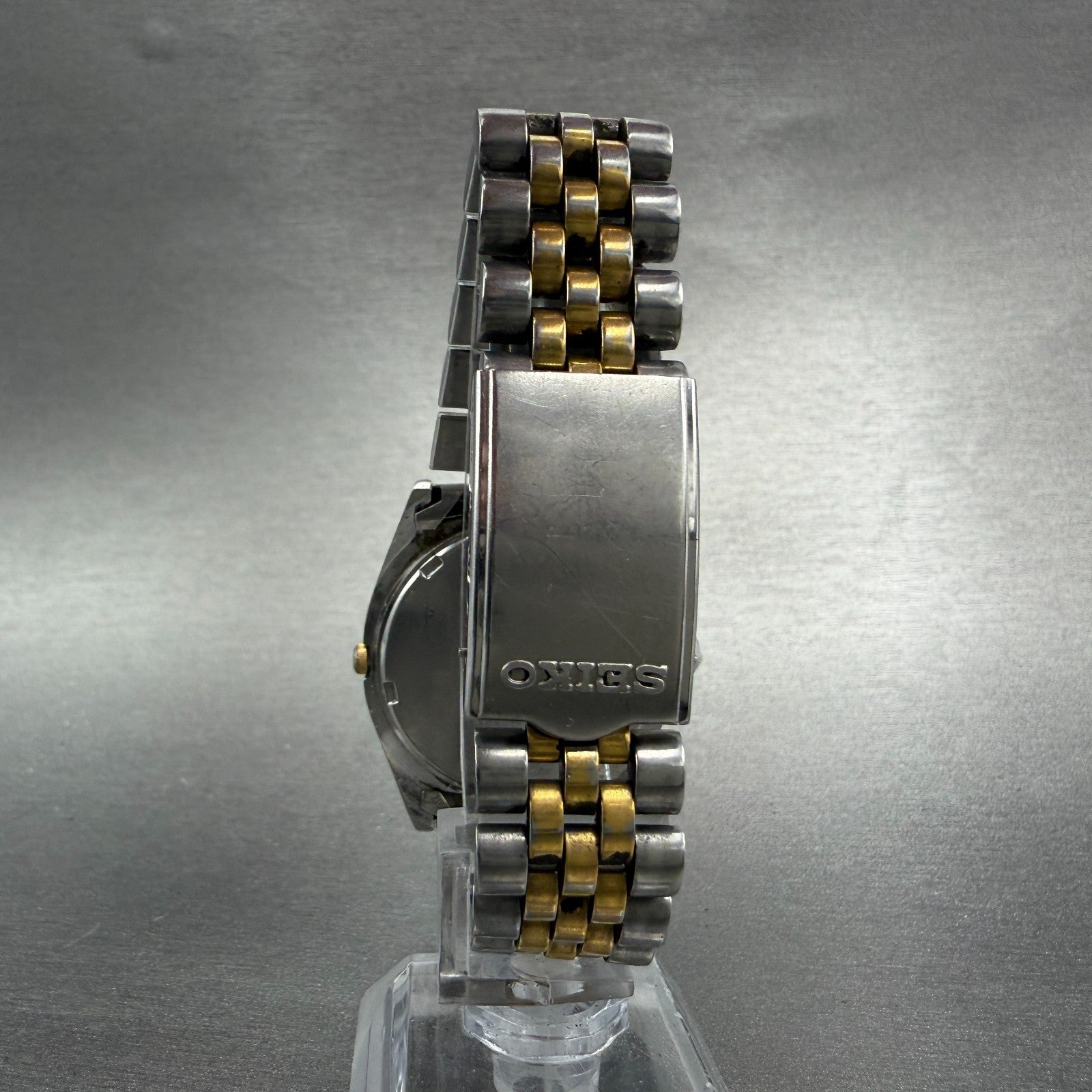Seiko President Watch Men 36mm Black Dial Two Tone Daydate 7N43-8A49 New Battery7