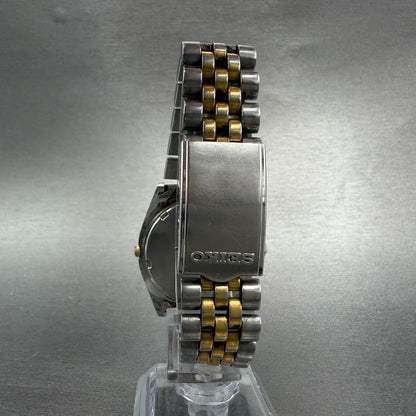 Seiko President Watch Men 36mm Black Dial Two Tone Daydate 7N43-8A49 New Battery7