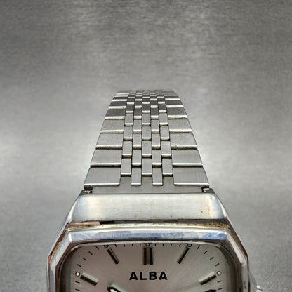 Seiko Alba Watch Men 33mm Silver Dial Silver Tone Daydate 7n33-k003 New Battery