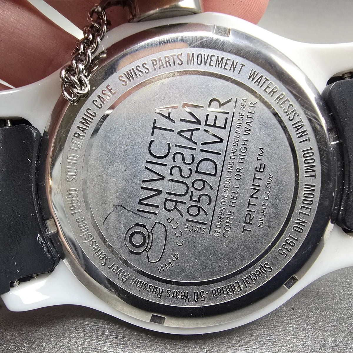 Invicta Russian Diver Watch Men 51mm Black Dial White Ceramic Round 1935 New Bat6