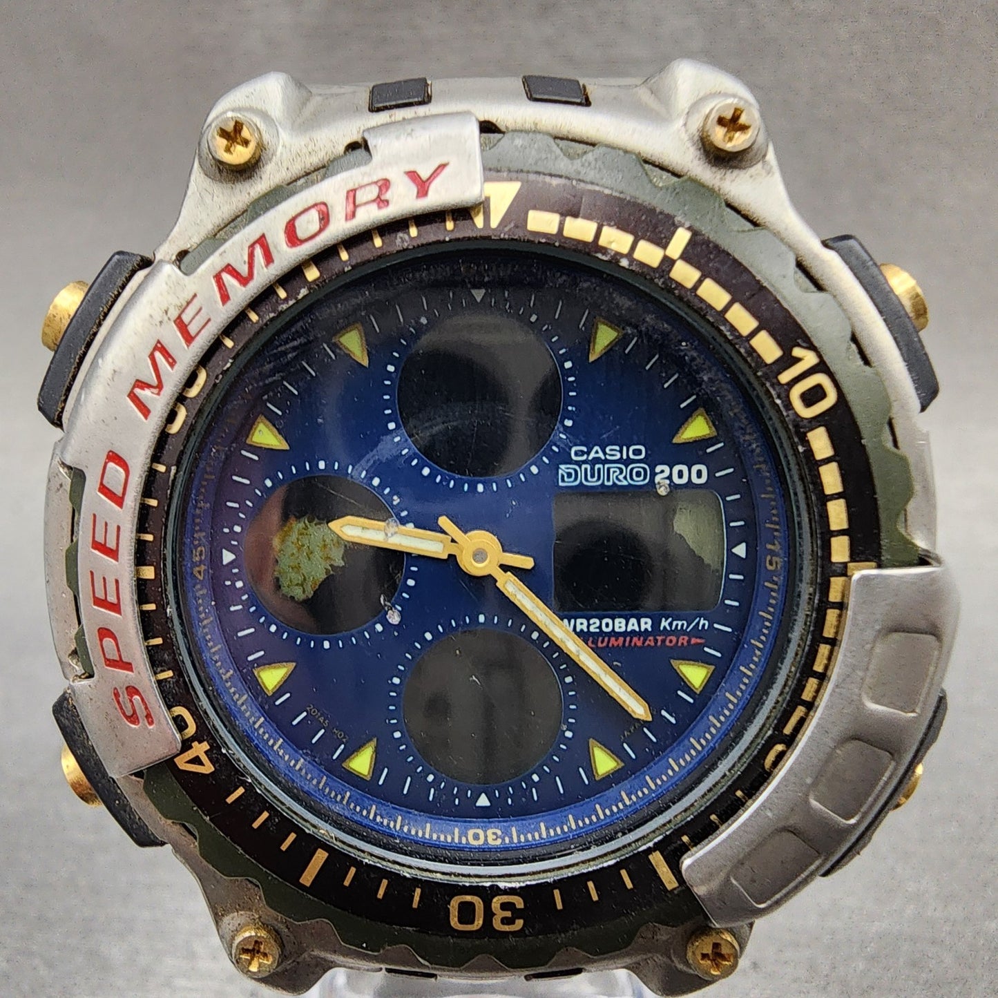 Casio Duro 200 DRO211 Watch Men 44mm Blue Dial Silver Analog Digital PARTS2