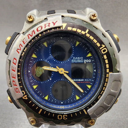 Casio Duro 200 DRO211 Watch Men 44mm Blue Dial Silver Analog Digital PARTS2