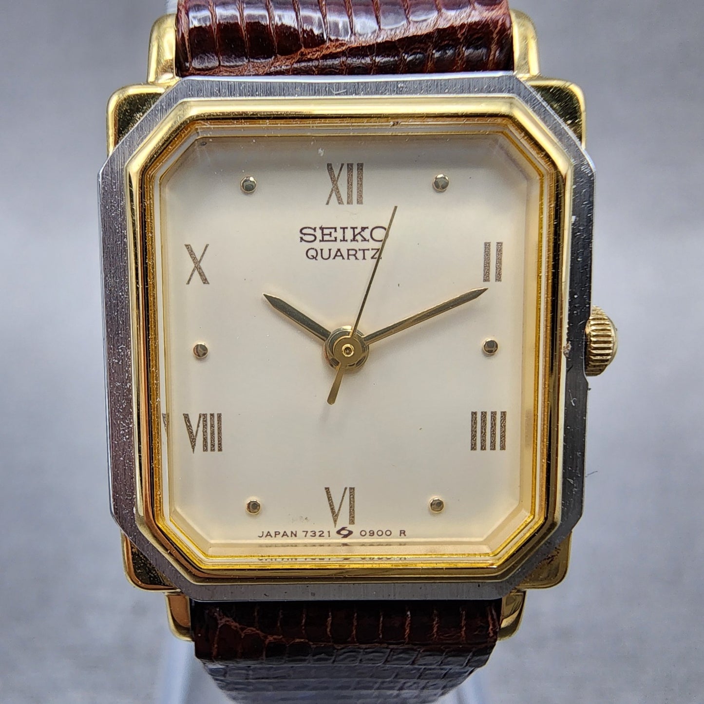 Seiko Tank Watch Women 20mm White Dial Two Tone Rectangle 73215470 New Battery1