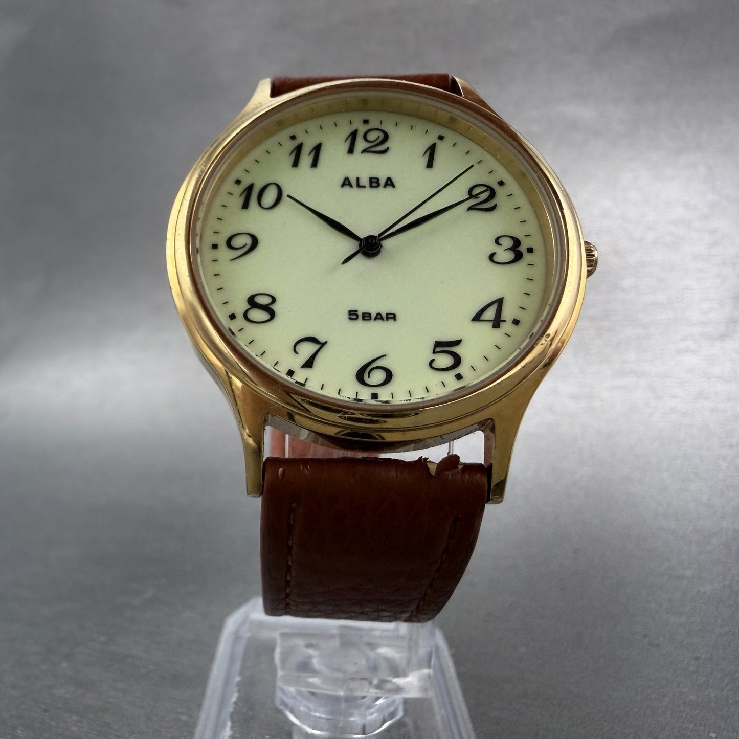 Seiko Alba Watch Men 36mm Luminous Dial Gold Tone Round VJ21-KCG0 New Battery5