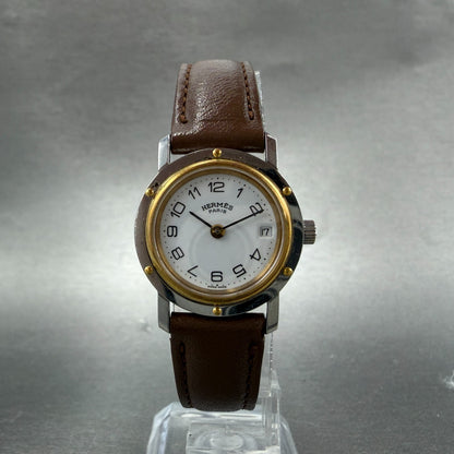 Hermès Clipper watch Women 24mm White Dial Two Tone Date Round New Battery5