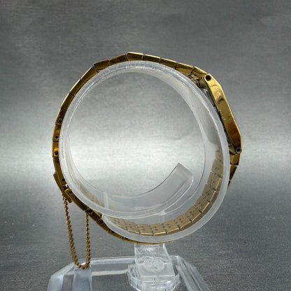 Seiko Tank Watch Women 12mm Champagne Dial Gold Tone 2E20-5559 New Battery VTG 29