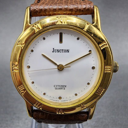 Citizen Junction Watch Women 31mm White Dial Gold Tone Round 6031343468 New Bat1