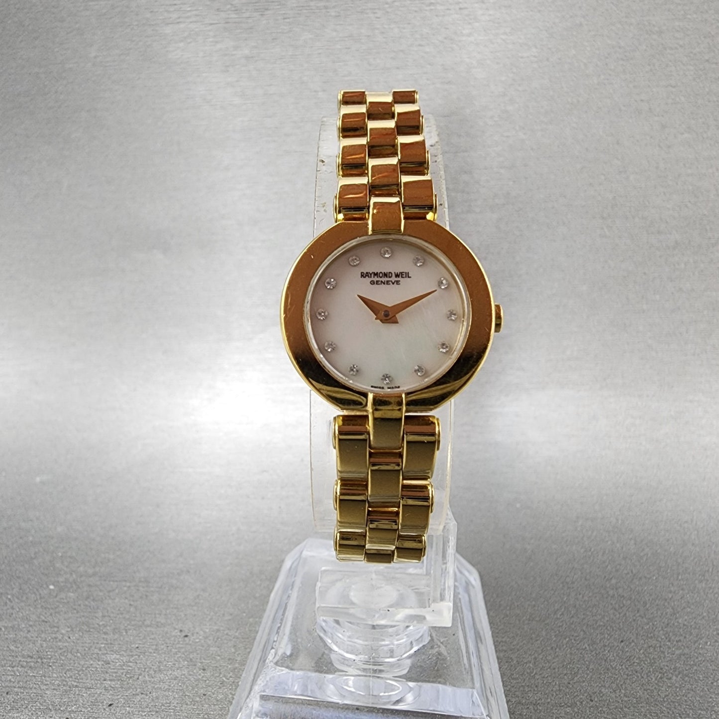 Raymond Weil Watch Women 21mm White Dial Gold Plated 5817 New Battery W/Box5