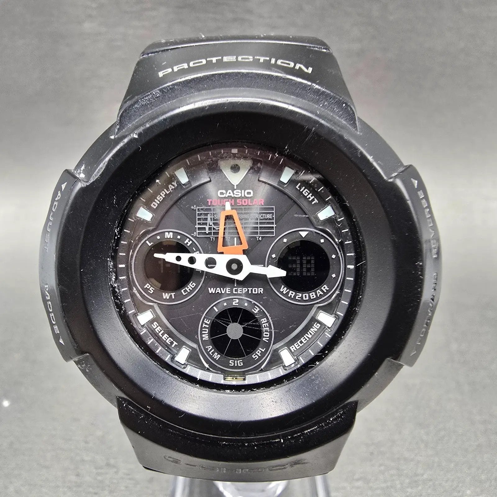 Casio G-Shock AWG-500J Watch Men 48mm Black Dial Black Alarm Chronograph Solar0