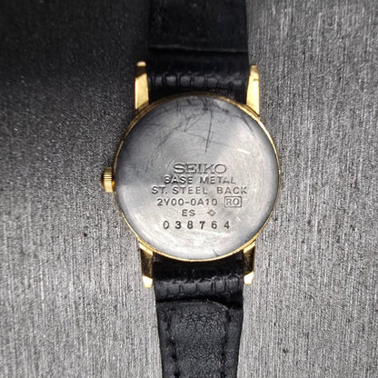 Seiko Watch Women 20mm White Dial Gold Tone Round 2Y00-0A10 New Battery Vintage10