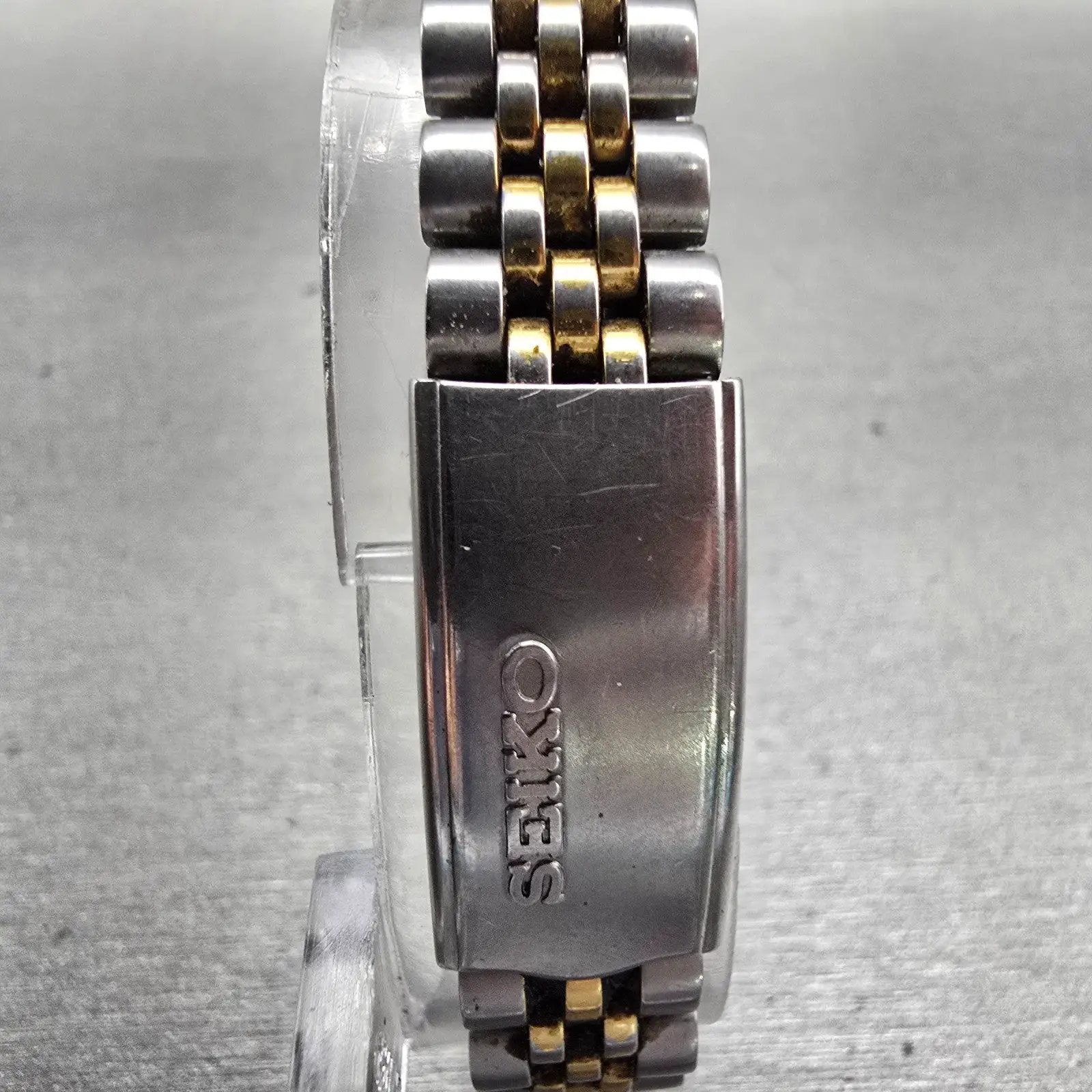 Seiko Watch Women 24mm Black Dial Two Tone Daydate Round 7N83-0049 New Battery7