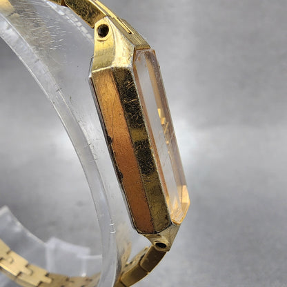 Seiko Watch Women 13mm Gold Dial Gold Tone Octagon 13205989 New Battery3
