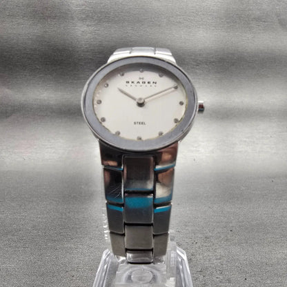 Skagen Watch Women 25mm Silver Dial Silver Tone Round 430SSXD New Battery 5.5"5