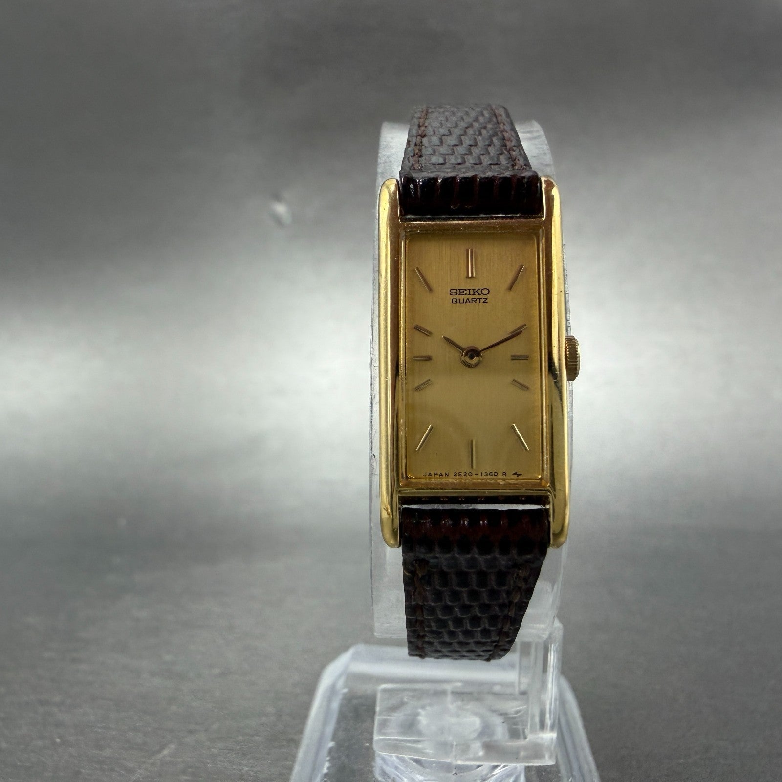 Seiko Tank Watch Women 13mm Gold Dial Gold Tone Rectangle 2e20-6120 New Battery5