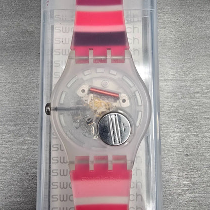 Swatch Tramonto Occaso Watch Men 41mm White Dial Clear Case SUOK138 New Battery8