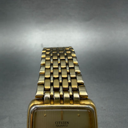 Citizen CQ Tank Watch Men 25mm Champagne Dial Gold Tone 3620-364660 New Battery5