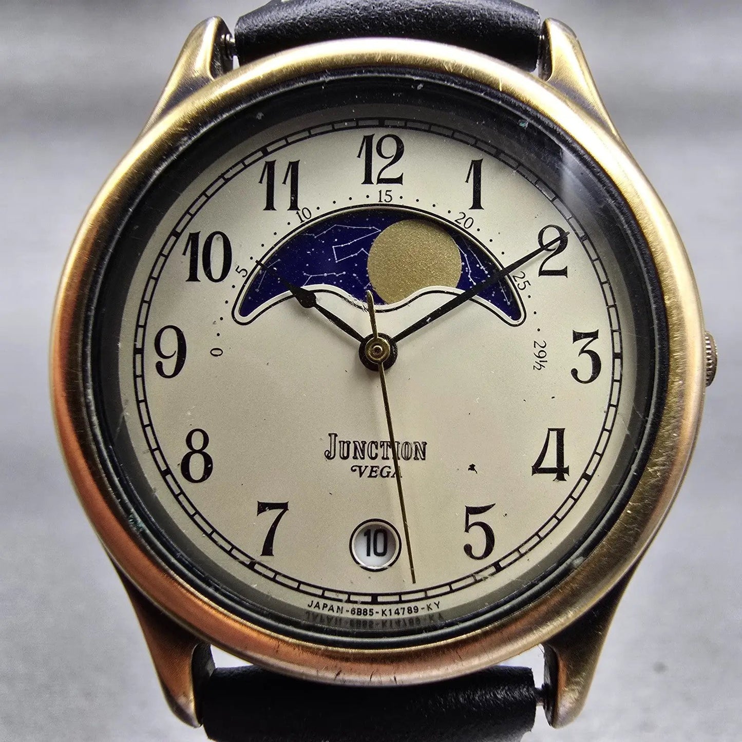 Citizen Vega Junction Moon Phase Watch Men 32mm Champagne Dial Gold Tone NewBat2