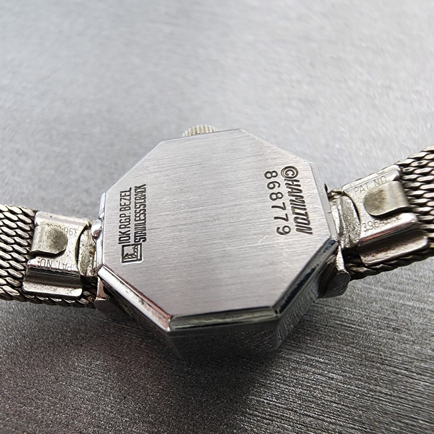 Hamilton Watch women 17mm White Dial 10K White Gold Plated Diamonds New Battery9