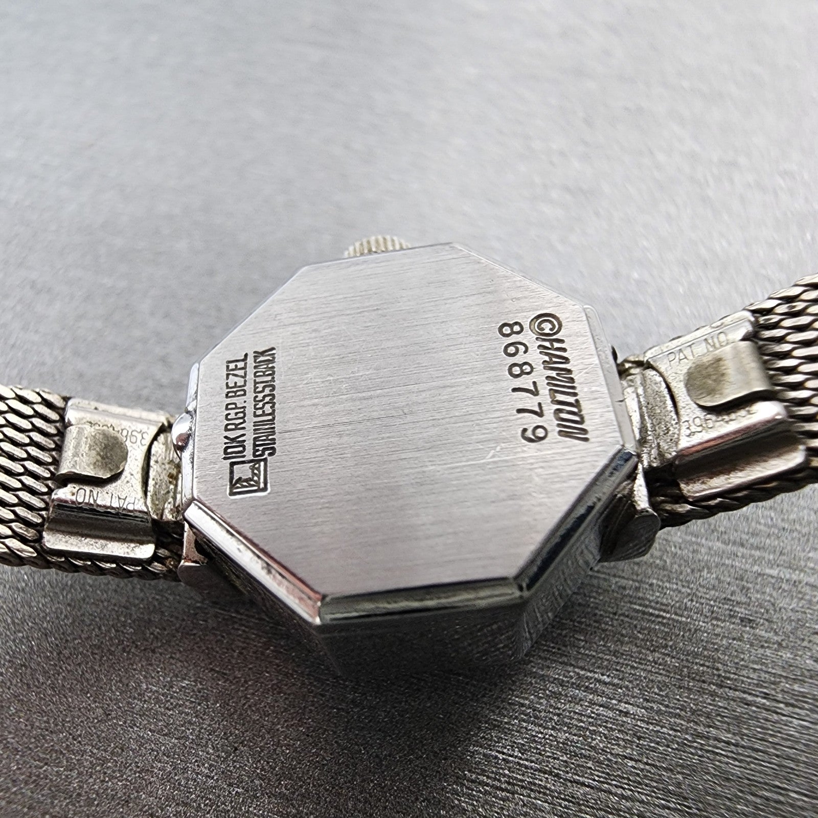 Hamilton Watch women 17mm White Dial 10K White Gold Plated Diamonds New Battery9