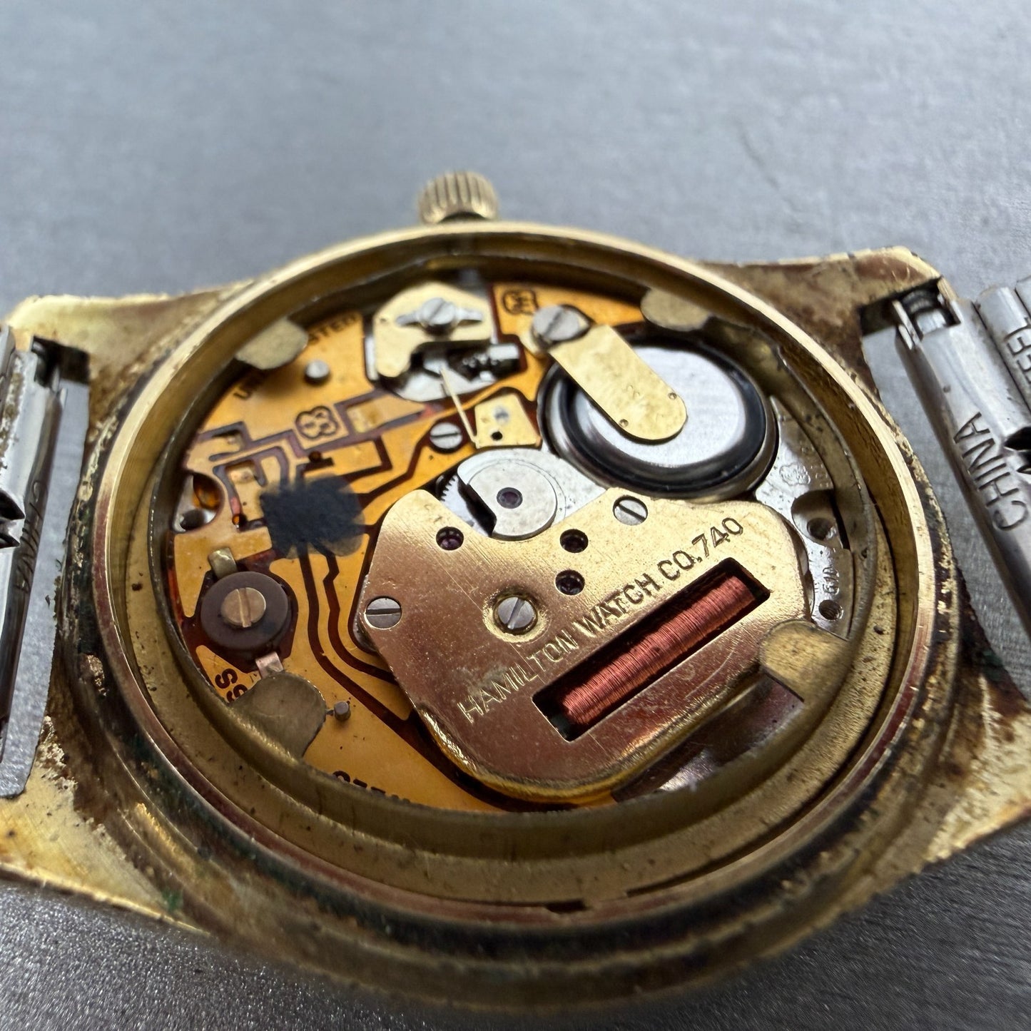 Hamilton Watch Men 34mm Cream Dial Gold Tone Date Round NO CASEBACK New Battery9
