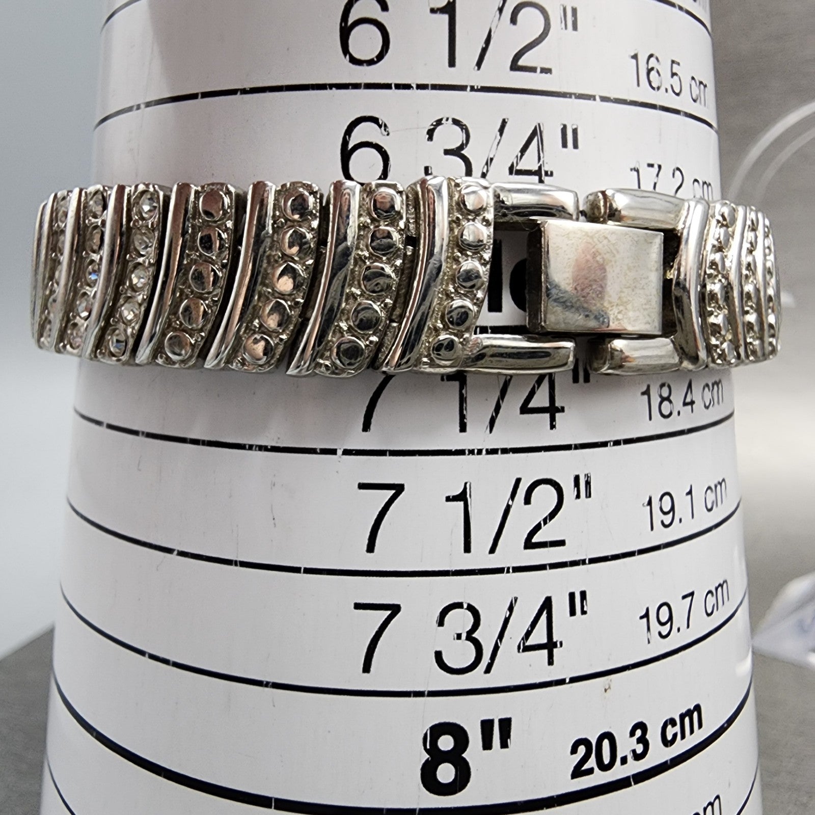 Xanadu Half Moon Watch Women 22mm MOP Dial Crystal Accents Silver Tone New Batt10