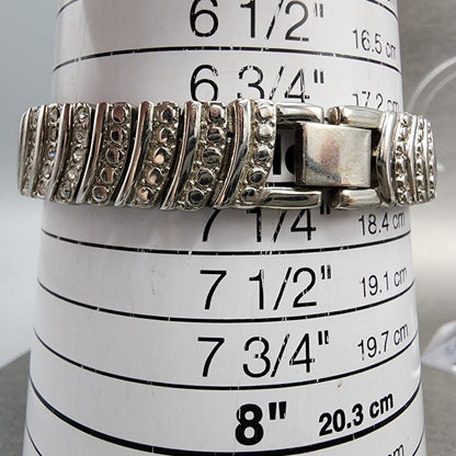 Xanadu Half Moon Watch Women 22mm MOP Dial Crystal Accents Silver Tone New Batt10