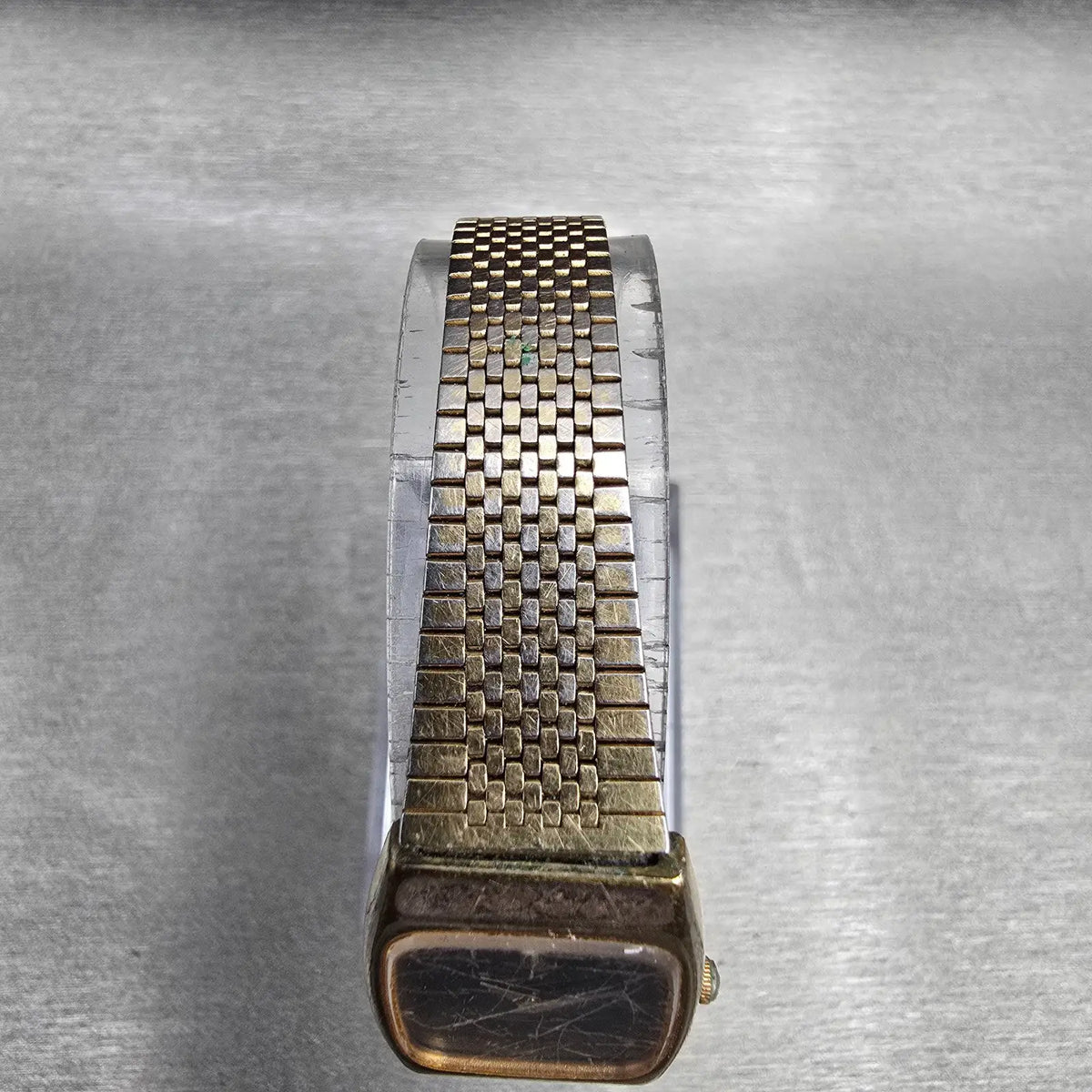 Seiko Watch Women 19mm Black Dial Gold Tone Rectangle 7320-6120 New Battery JP344
