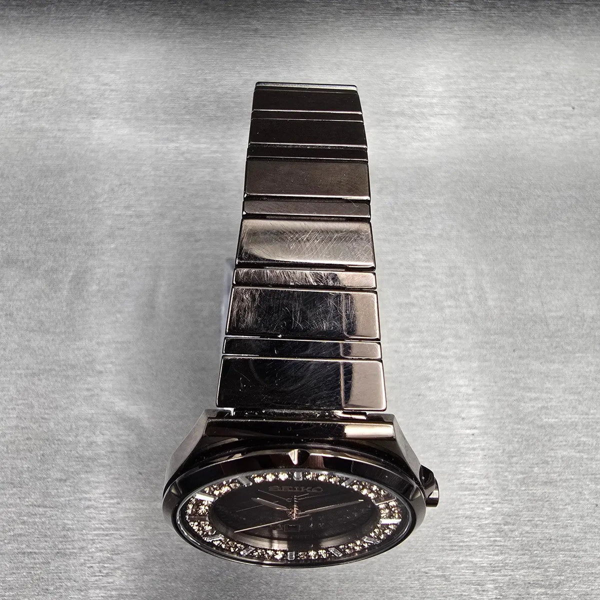 Seiko Watch Men 36mm Brown Dial Brown Tone Date Gemmed Round 7N82-0HS0 New Batt4