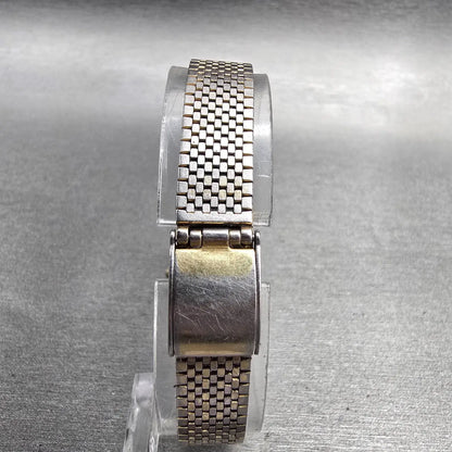 Seiko Watch Women 19mm Black Dial Gold Tone Rectangle 7320-6120 New Battery JP347