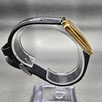 Seiko Tank Watch Men 26mm Silver Dial Gold Tone Date Rectangle 7N29-5B99 New Bat8