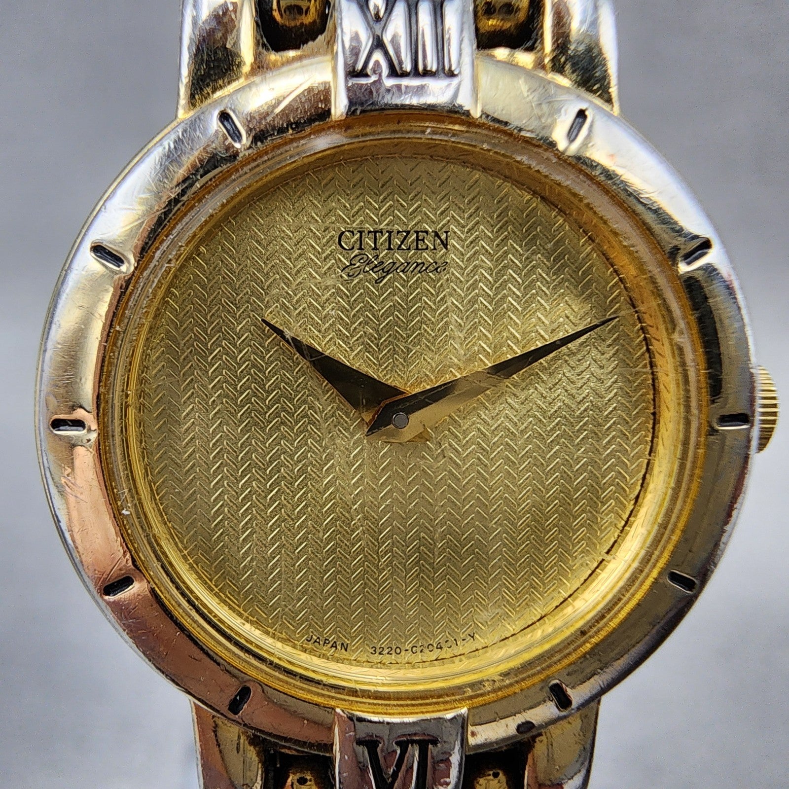 Citizen Elegance Watch Women 22mm Champagne Dial Gold Tone Round New Battery1