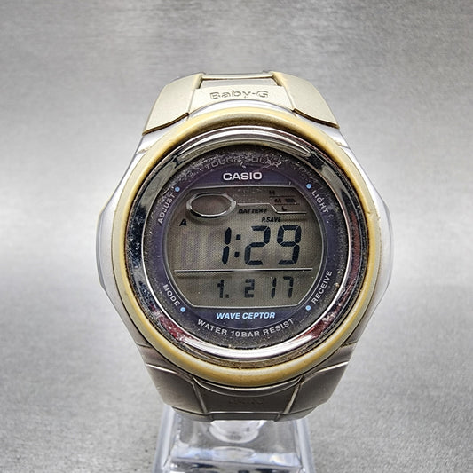 Casio Baby-G MSG-900D Watch Women 42mm Digital Silver Tone Alarm Chrono Solar
