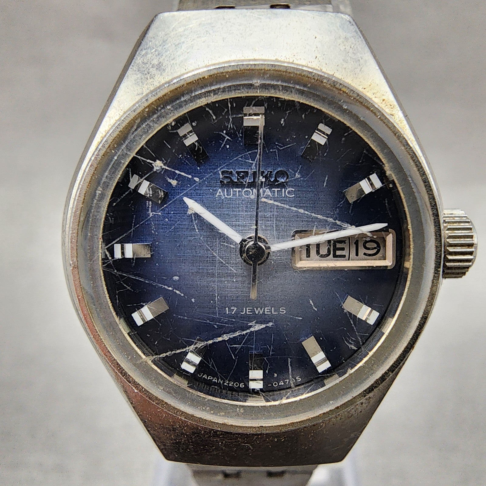 Seiko Automatic Watch Women 24mm Blue Dial Silver Tone Daydate 22060040 Runs1