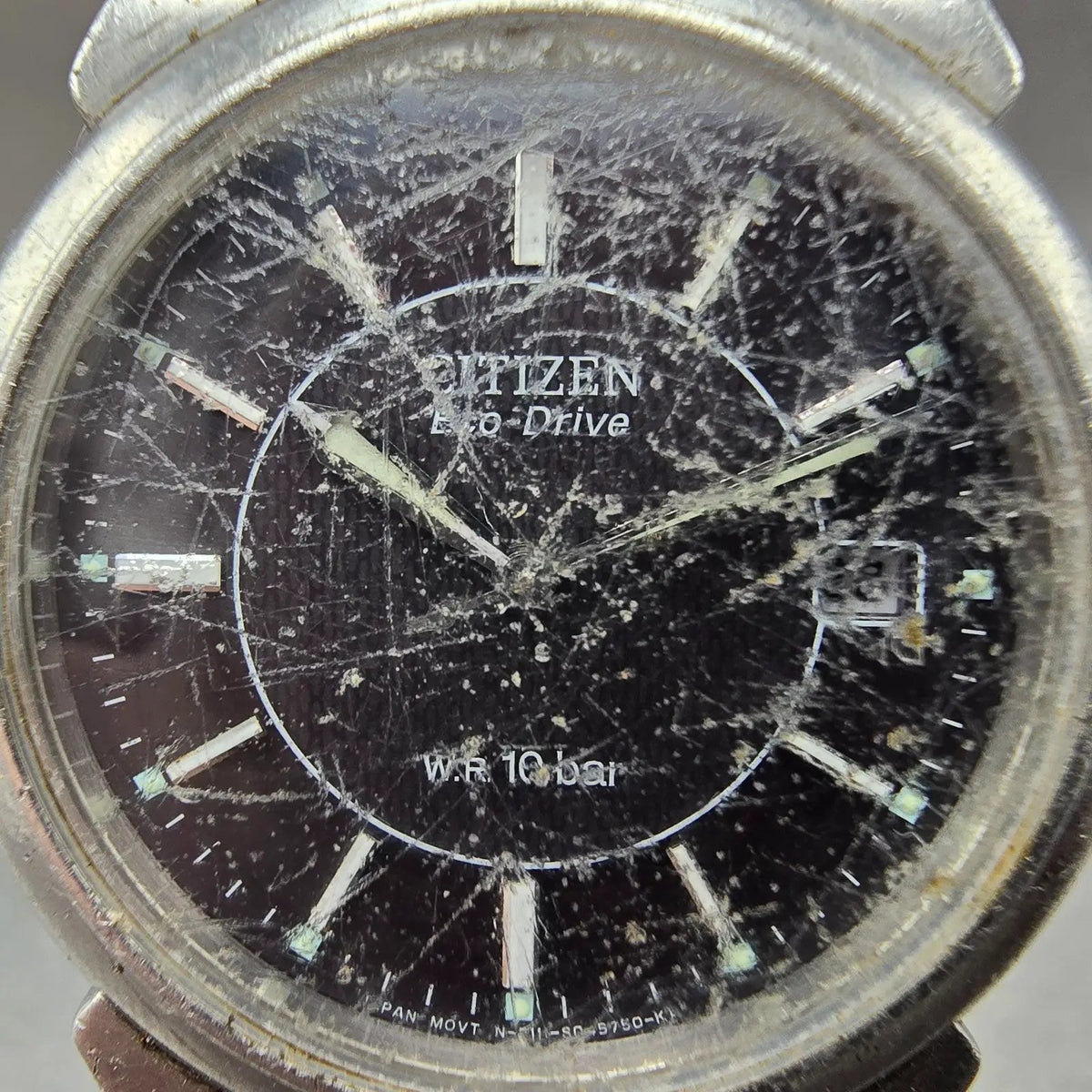 Citizen Eco-Drive Watch Men 36mm Black Dial Steel Date E111-S027161 Runs JDM1