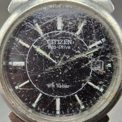 Citizen Eco-Drive Watch Men 36mm Black Dial Steel Date E111-S027161 Runs JDM1