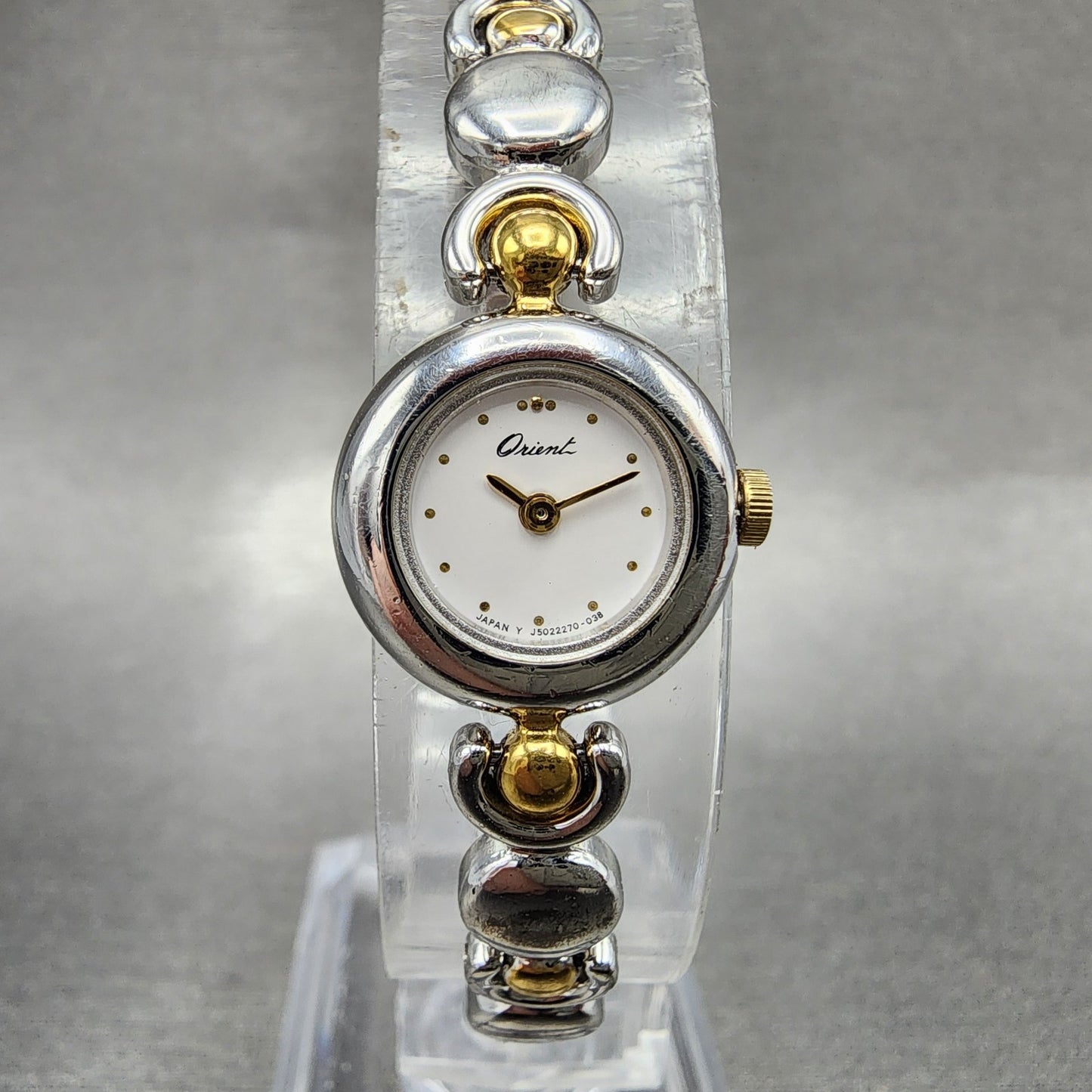 Orient Watch Women 16mm White Dial Two Tone Round J5022700CS New Battery0